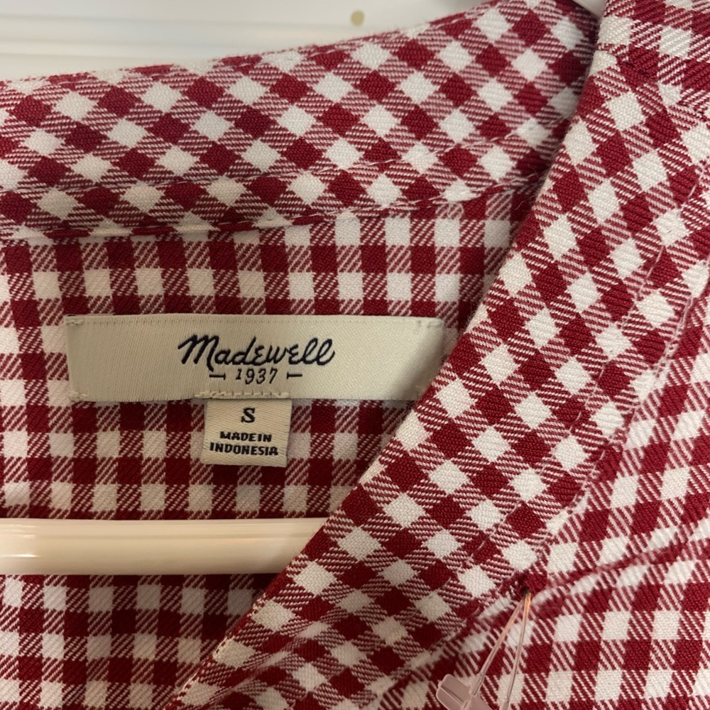 Madewell red white t-shirt dress gingham check - Picture 3 of 6